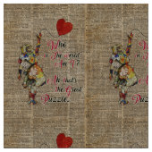 Alice, Mad Hatter & Rabbit  Collage Quote Stof (Close Up)