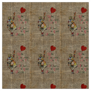 Alice, Mad Hatter & Rabbit Collage Quote Stof