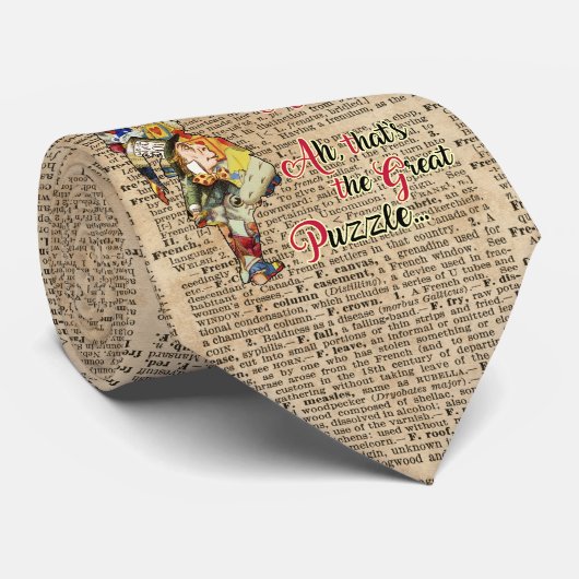 Alice, Mad Hatter & Rabbit  Collage Quote Stropdas (Opgerold)