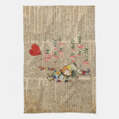 Alice, Mad Hatter & Rabbit  Collage Quote Theedoek (Verticaal)