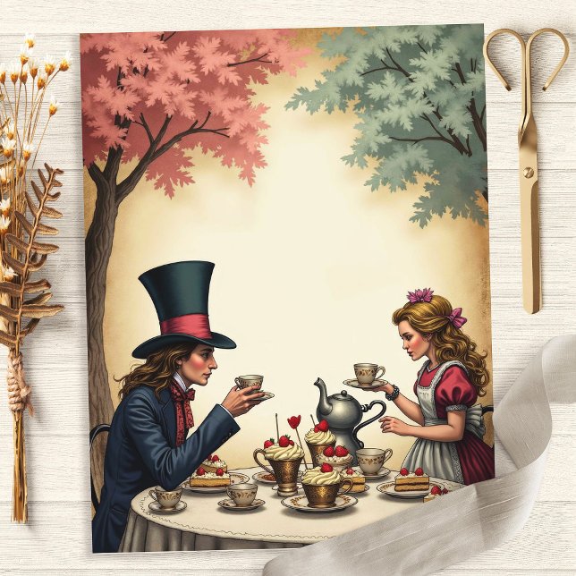 Alice Mad Hatter Tea Party Scrapbook Paper (Creator heeft geüpload)