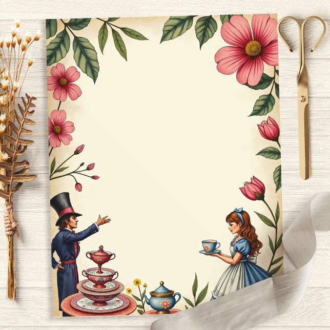 Alice Mad Hatter Tea Party Scrapbook Paper (Creator heeft geüpload)