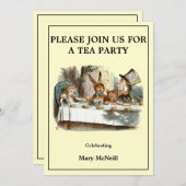 Alice Mad Hatter Tea Party Sjabloon 3 Kaart (Voorkant / Achterkant)