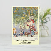 Alice Mad Hatter Tea Party Sjabloon Uitnodiging (Staand voorkant)
