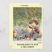 Alice Mad Hatter Tea Party Sjabloon Uitnodiging (Voorkant / Achterkant)