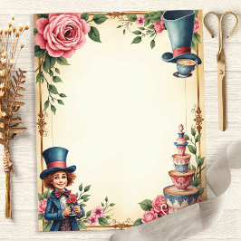 Alice Mad Hatter Theekopjes Scrapbook Papier