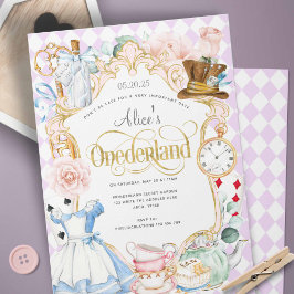 Alice mad hatter wonderland theefeestje 1e verjaar kaart