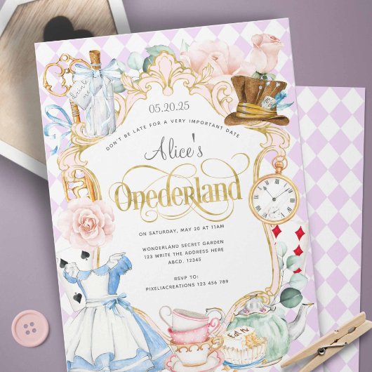 Alice mad hatter wonderland theefeestje 1e verjaar kaart