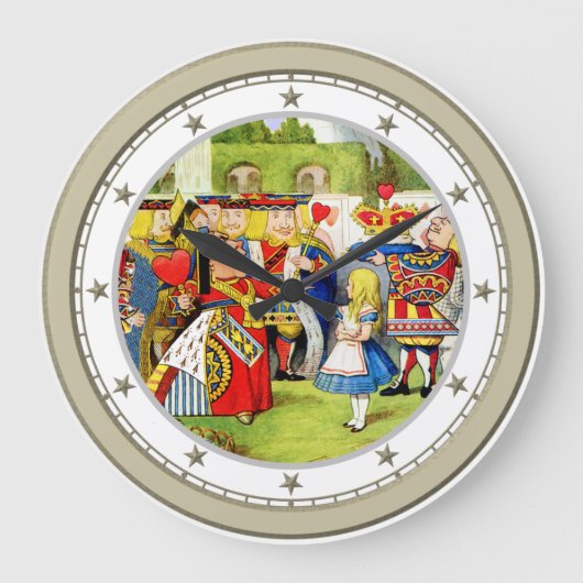 Alice Meets The Queen of Hearts in Wonderland Grote Klok (Voorkant)