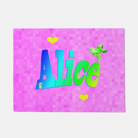 Alice, meisjesnaam Logo met hart, Deurmat (Voorkant)