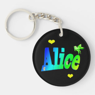 Alice, meisjesnaam Logo met hart, Sleutelhanger