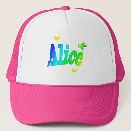 Alice, meisjesnaam Logo met hart, Trucker Pet (Voorkant)
