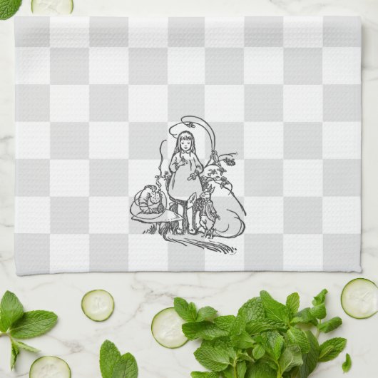 Alice met Caterstyle en White Rabbit Towel Theedoek (Gevouwen)