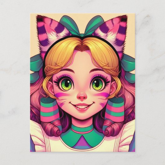 Alice met Cheshire Cat oren Briefkaart (Voorkant)