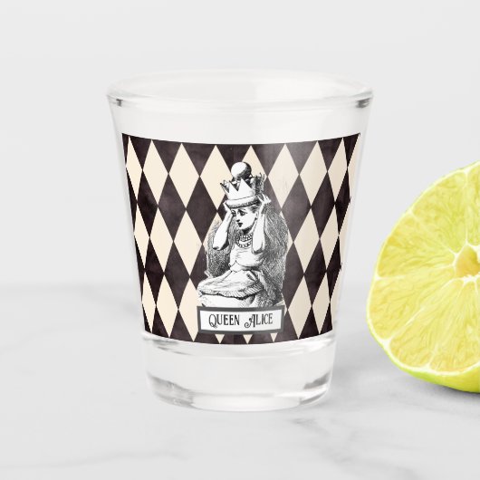 Alice met Crown Harlequin Shot Glas (Voorkant)