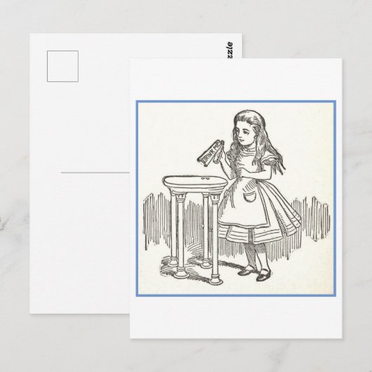 Alice met de "Drink Me" Bottle Illustration Briefkaart (Voorkant / Achterkant)