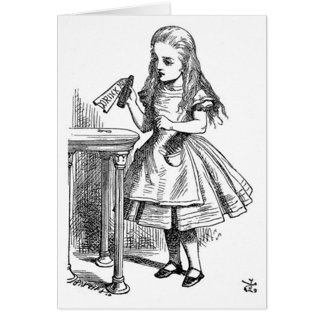 Alice met de fles "Drink me" (Voorkant)