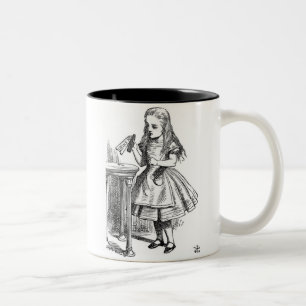 Alice met de fles "Drink me" Tweekleurige Koffiemok