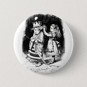 Alice met de witte koningin ronde button 5,7 cm