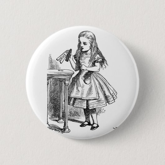 Alice met 'Drink me' fles Ronde Button 5,7 Cm (Voorkant)