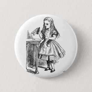 Alice met 'Drink me' fles Ronde Button 5,7 Cm