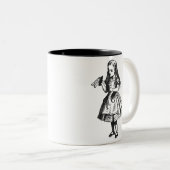 Alice met 'Drink me' fles Tweekleurige Koffiemok (Voorkant rechts)