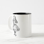 Alice met 'Drink me' fles Tweekleurige Koffiemok (Voorkant links)