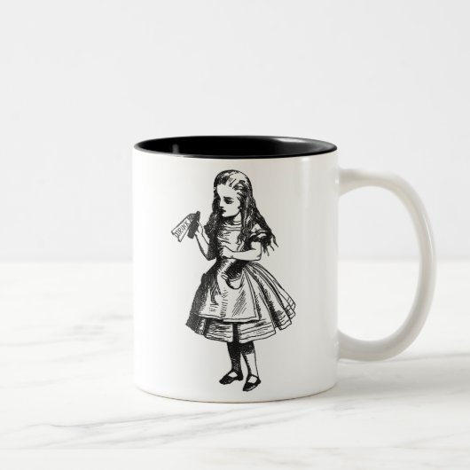 Alice met 'Drink me' fles Tweekleurige Koffiemok (Rechts)