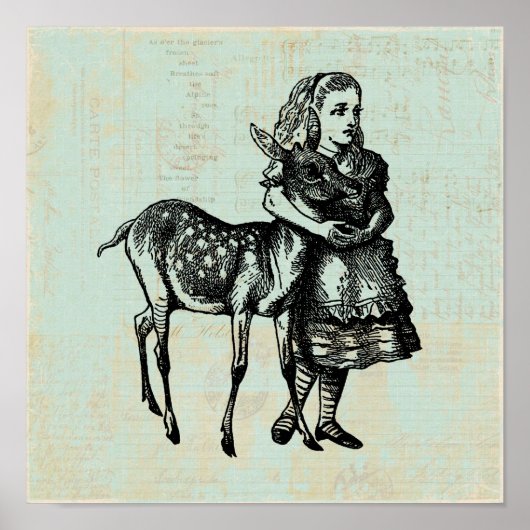 Alice met Fawn Alice in Wonderland Art Poster (Voorkant)