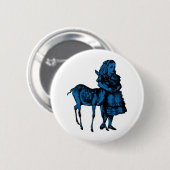 Alice met Fawn Inked Blue Fill Ronde Button 5,7 Cm (Voorkant /achterkant)