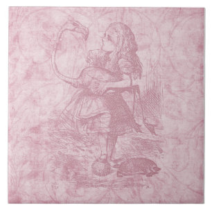 Alice met Flamingo Alice in Wonderland Floral Art Tegeltje