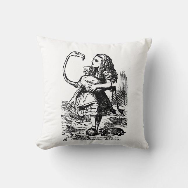 Alice met Flamingo Pillow Kussen (Voorkant)