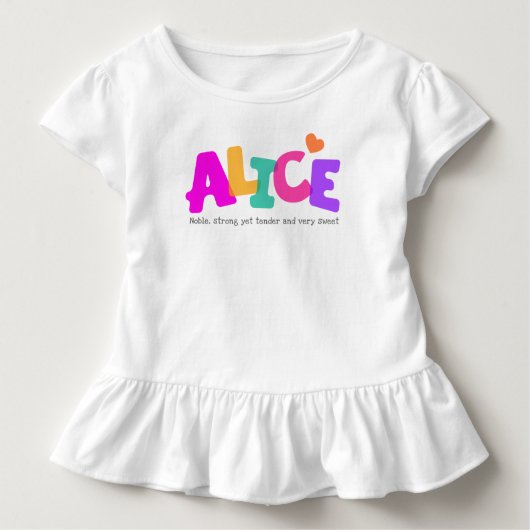 Alice naam betekent meisjes belletjes kinder shirts (Voorkant)