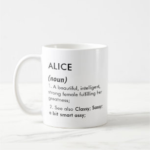 Alice naam, Bewerkbare naam, Aangepaste naam Koffiemok