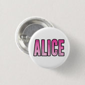 Alice naam ronde button 3,2 cm (Voorkant /achterkant)