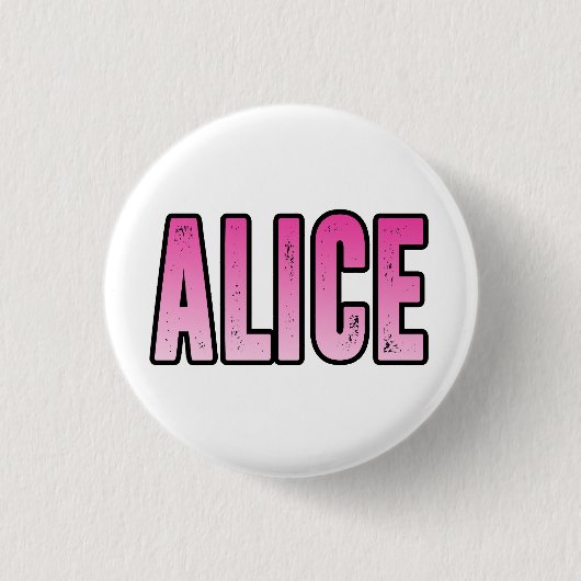 Alice naam ronde button 3,2 cm (Voorkant)
