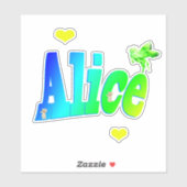 Alice Name Logo met Unicorn, Sticker (Vel)