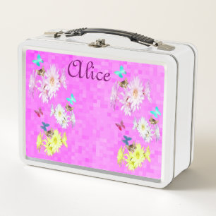 Alice, noem Logo met bloemen en Kittens,