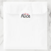 Alice noemt een schattig ontwerp ronde sticker (Tas)