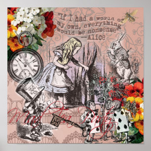 alice nonsens wonderland gordijn poster