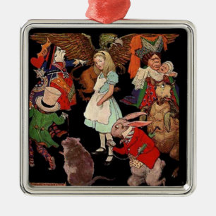 Alice omringd door vrienden metalen ornament