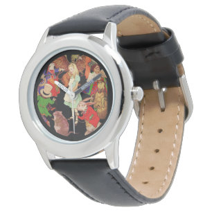 Alice omringd door Wonderland Characters Horloge