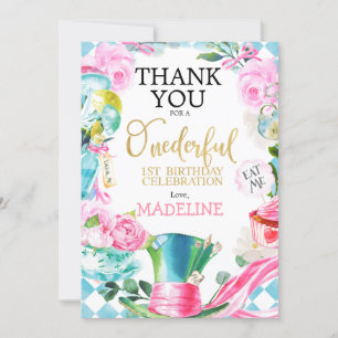 Alice Onederful 1e verjaardag Dank je wel Kaart