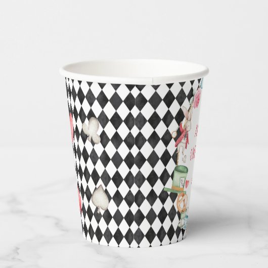 Alice Onederland Mad Tea Party Girl First Birthday Papieren Bekers (Rechts)