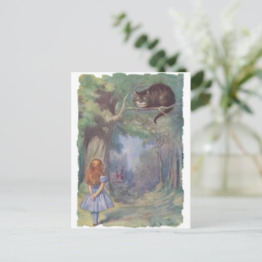 Alice ontmoet Cheshire Cat Briefkaart (Staand voorkant)