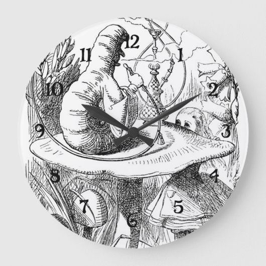 Alice ontmoet de Caterdepijler - Alice in Wonderla Grote Klok (Voorkant)