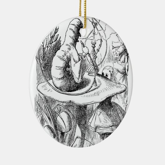 Alice ontmoet de Caterdepijler - Alice in Wonderla Keramisch Ornament (Rechts)