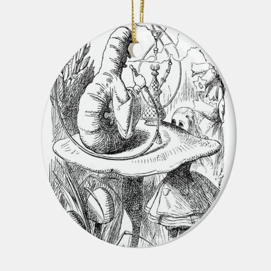 Alice ontmoet de Caterdepijler - Alice in Wonderla Keramisch Ornament (Links)