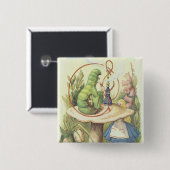 Alice ontmoet de Caterstyle Vierkante Button 5,1 Cm (Voorkant /achterkant)
