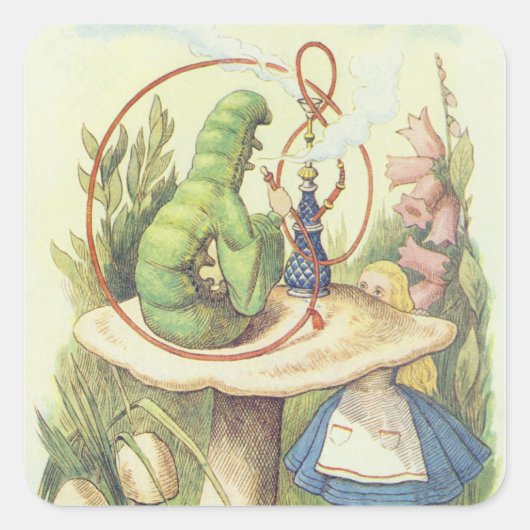 Alice ontmoet de Caterstyle Vierkante Sticker (Voorkant)